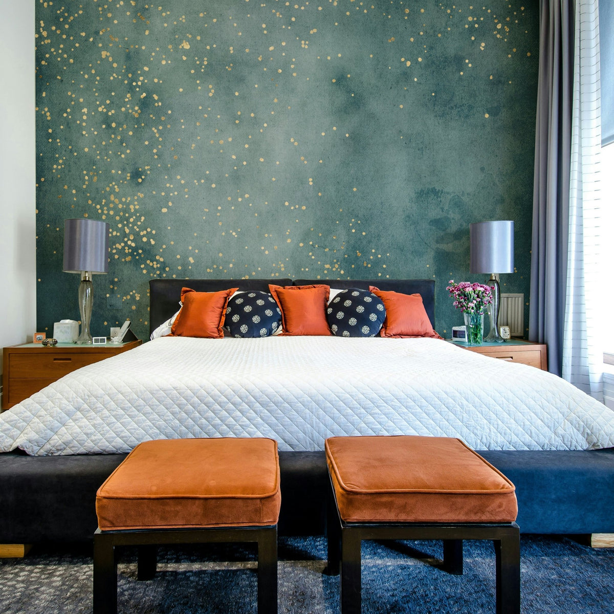 Galactic Dust Sea Blue Wall Mural for cosmic décor., GD1500