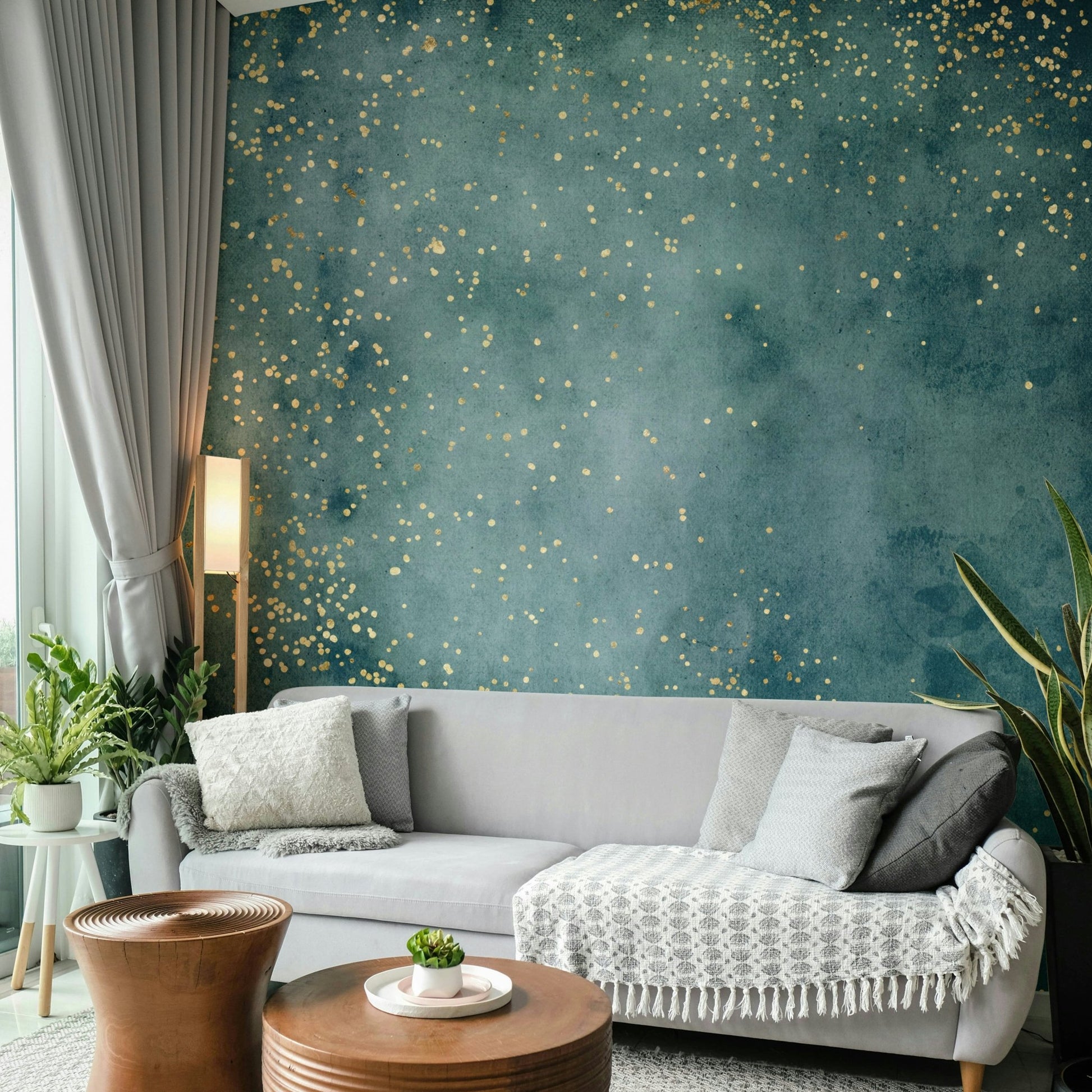 Stunning sea blue dust galaxy mural for bedrooms.

