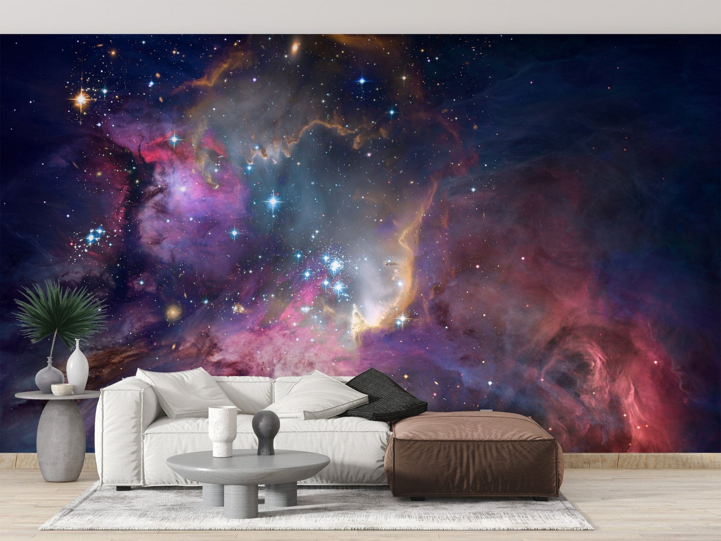 Colorful space-inspired nebula mural art, B353