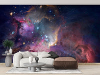 Colorful space-inspired nebula mural art, B353