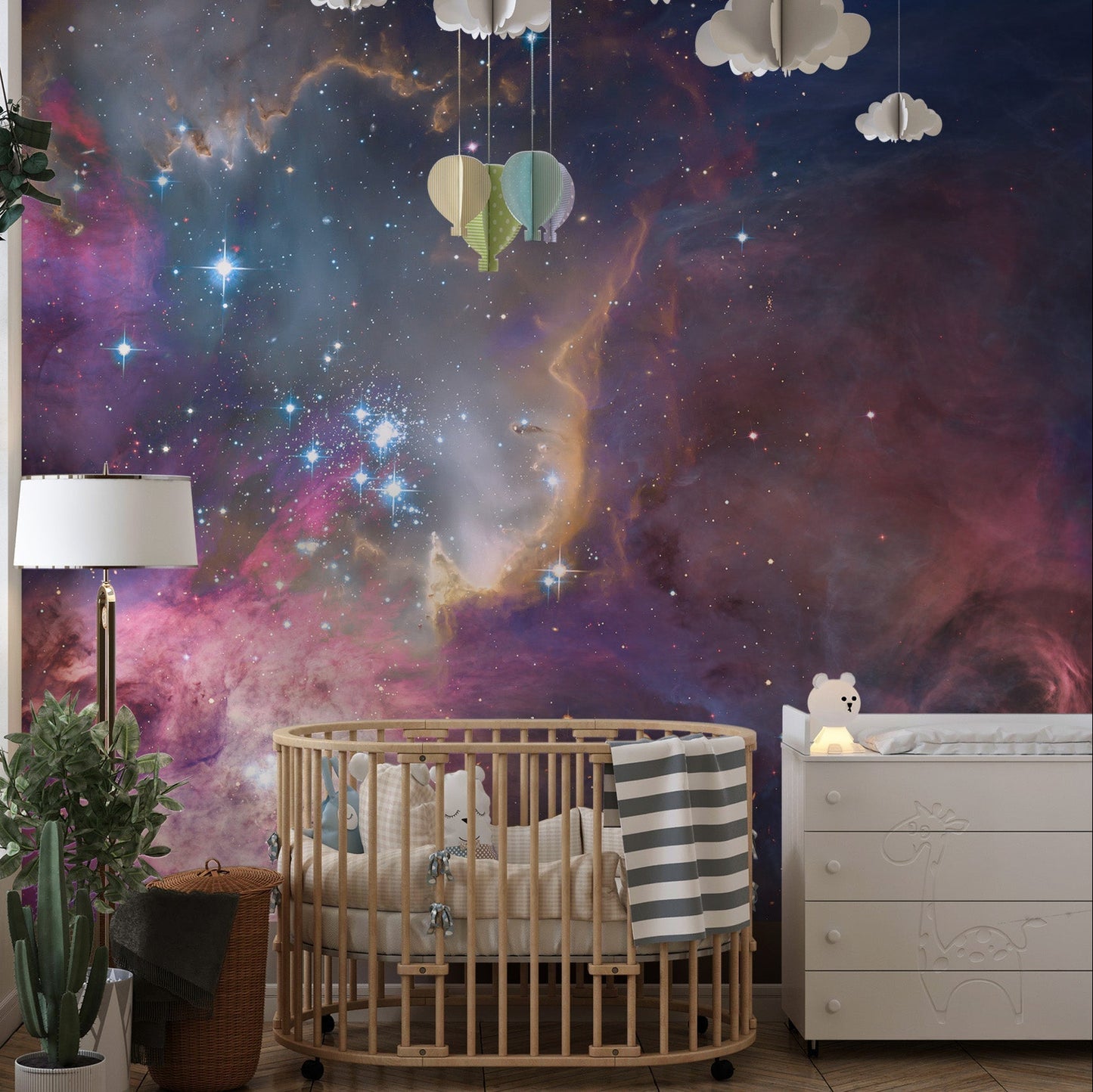 Vibrant galactic nebula mural wallpaper, B353