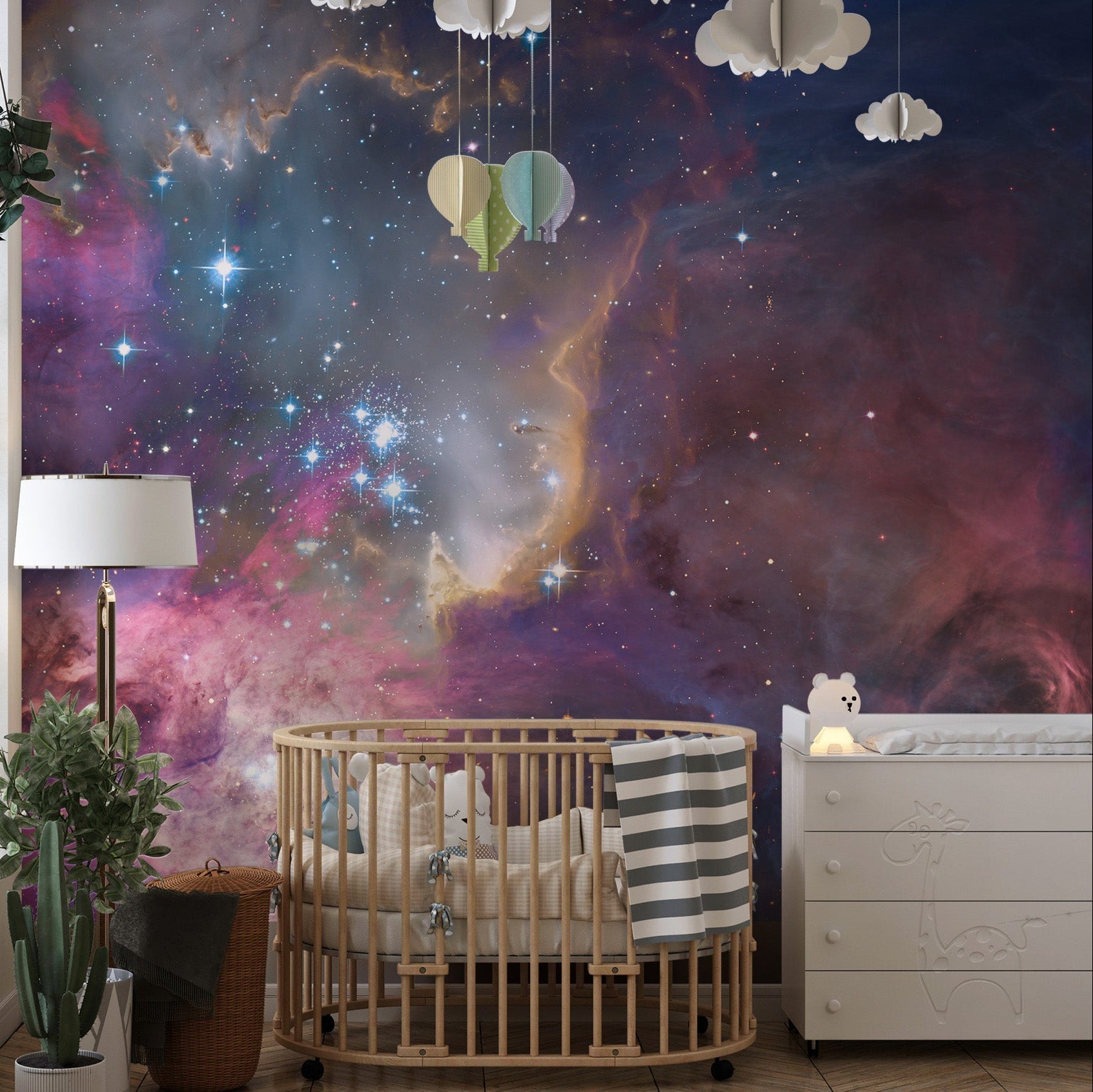Vibrant galactic nebula mural wallpaper, B353