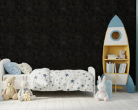 Bedroom styled in Galactic Star Field Wallpaper with a charcoal finish