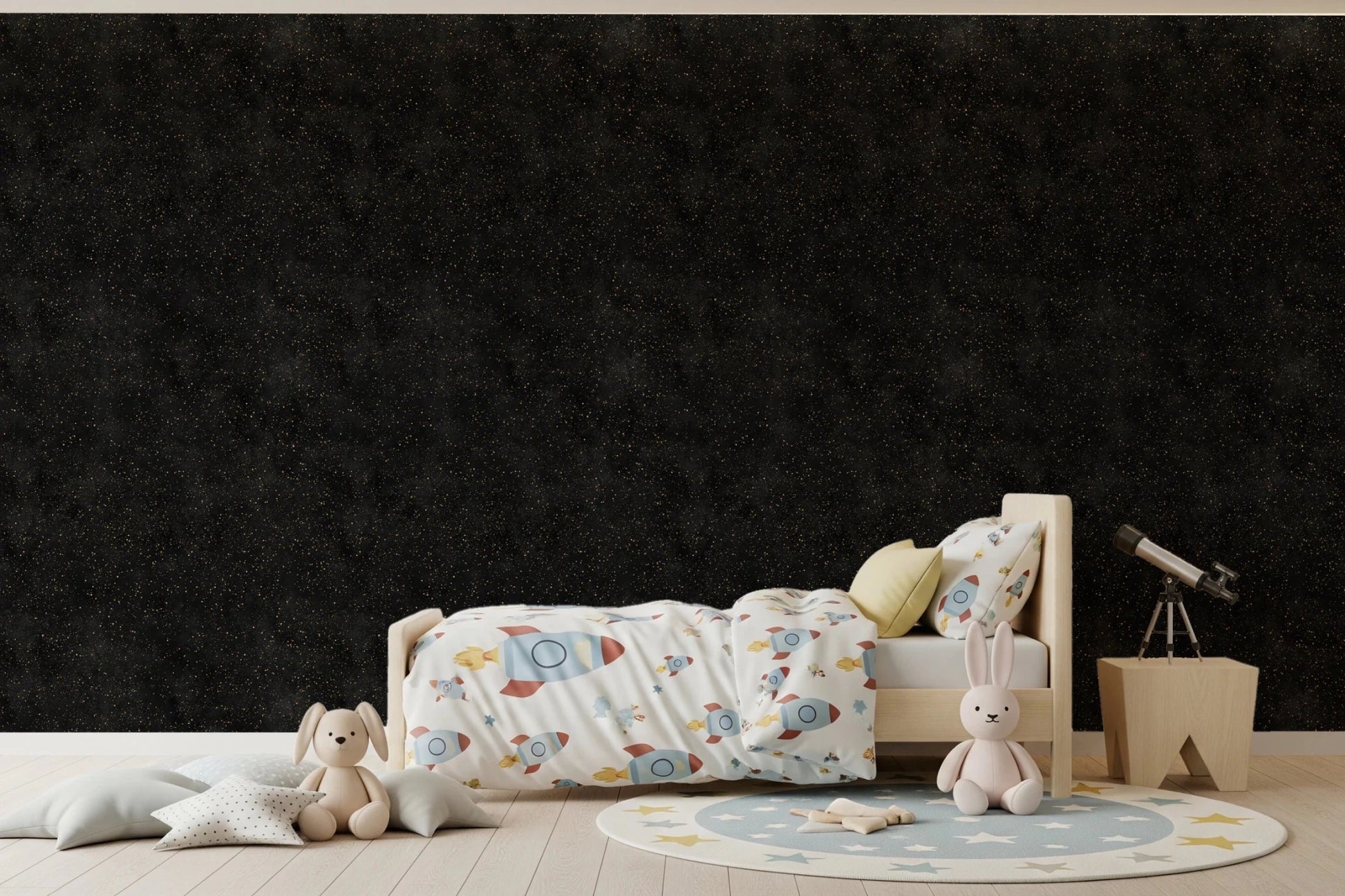 A dark celestial look shapes the Galactic Star Field Wallpaper design