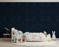 Kids room with Galactic Star Field - Midnight wallpaper and starry navy texture