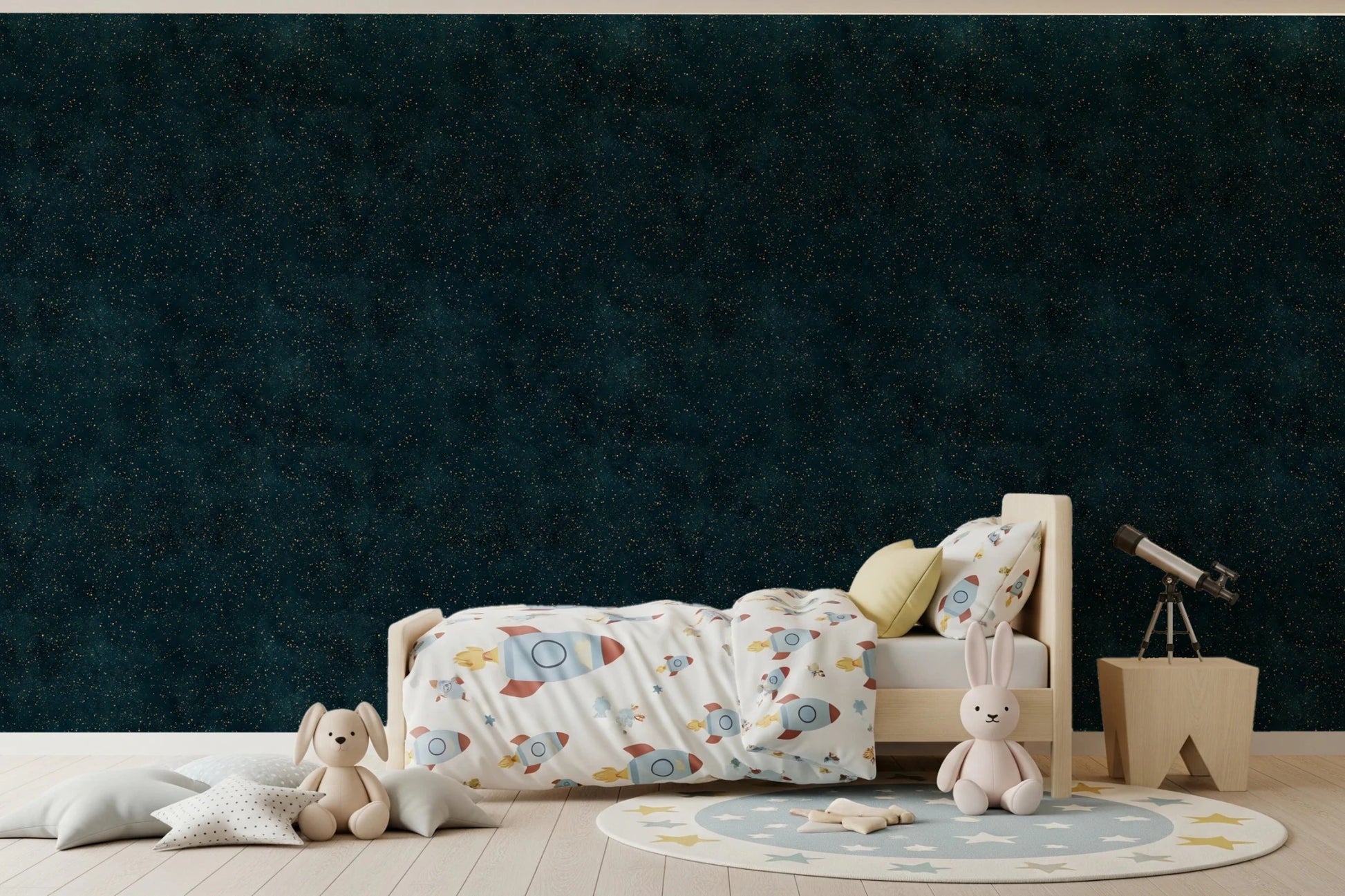 A deep celestial look shapes the Galactic Star Field Wallpaper in petrol tones