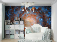 The image shows an artistic impression of a swirling galaxy.

