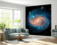 Creative workspace with nebula wallpaper mural Cosmic Symphony Wall Mural