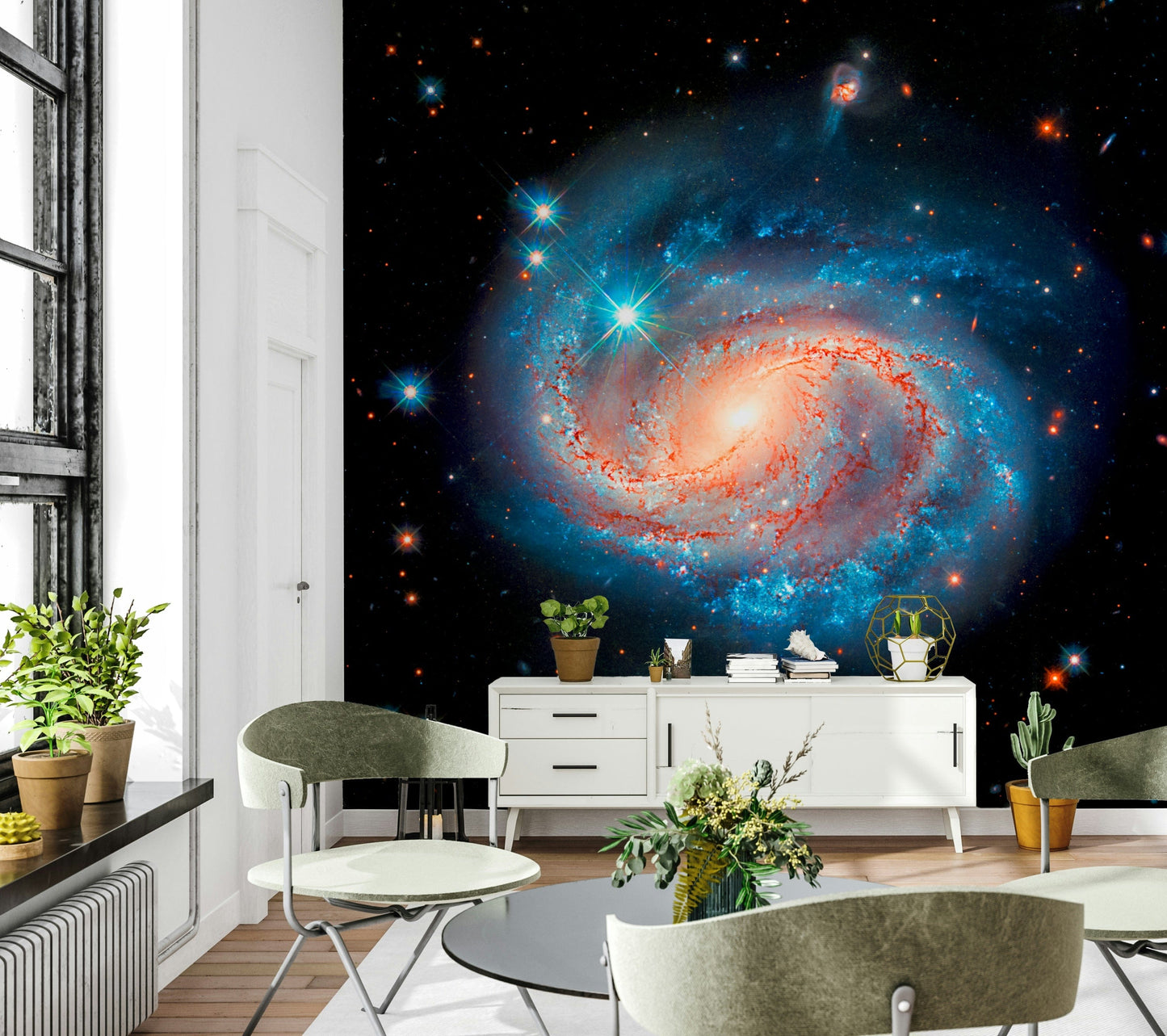 Professional reception with galaxy wallpaper mural Cosmic Symphony Wall Mural