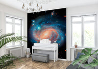 Modern suite featuring star sky wallpaper mural Cosmic Symphony Wall Mural