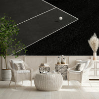 A contemplative geometric court wallpaper mural for a feature wall.