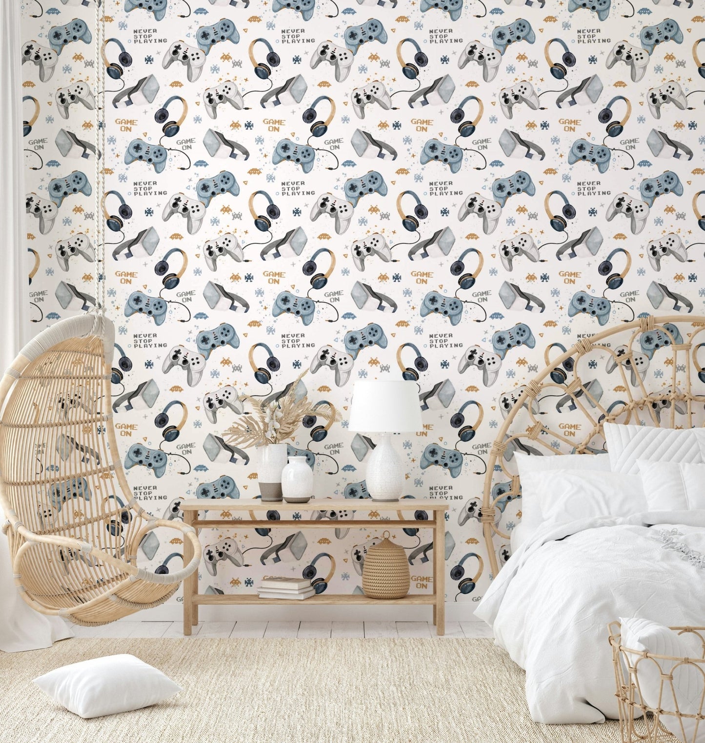 White wallpaper with game icons GD482

