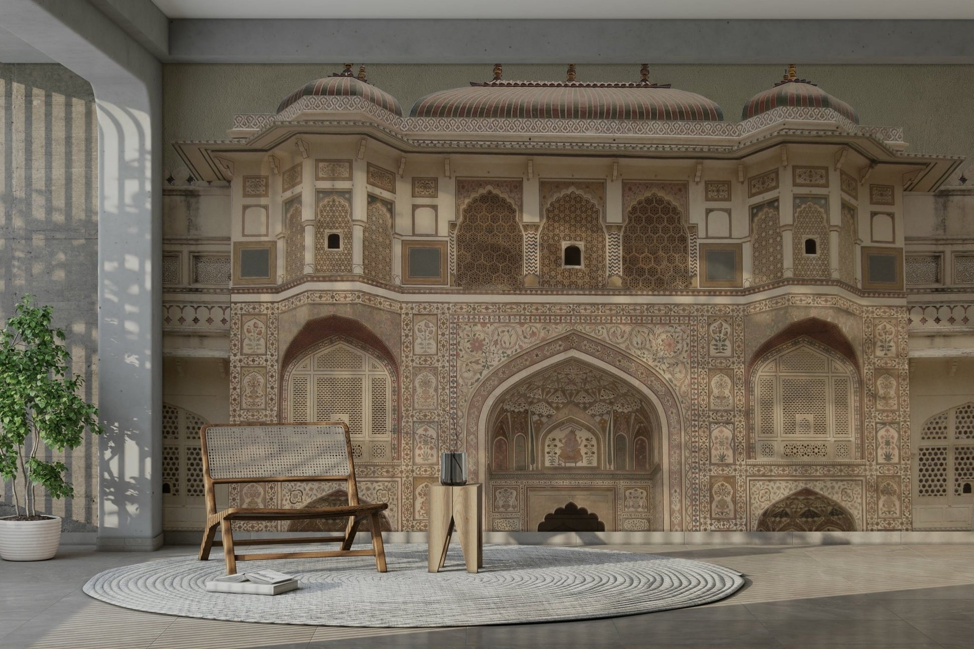 The design features a repeating pattern of soft, intricate shapes.

