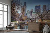 Manhattan skyline and Gapstow Bridge scene

