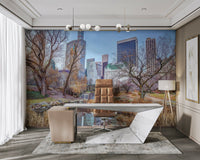 Urban nature mural with Gapstow Bridge

