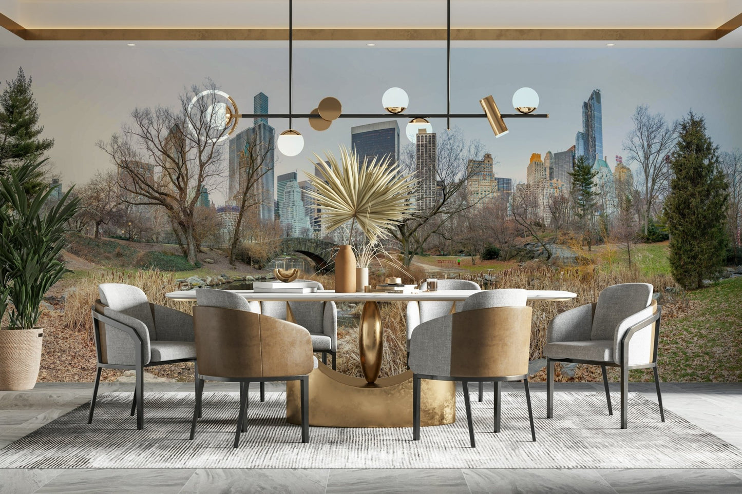 The trees are bare with no leaves, indicating winter.

