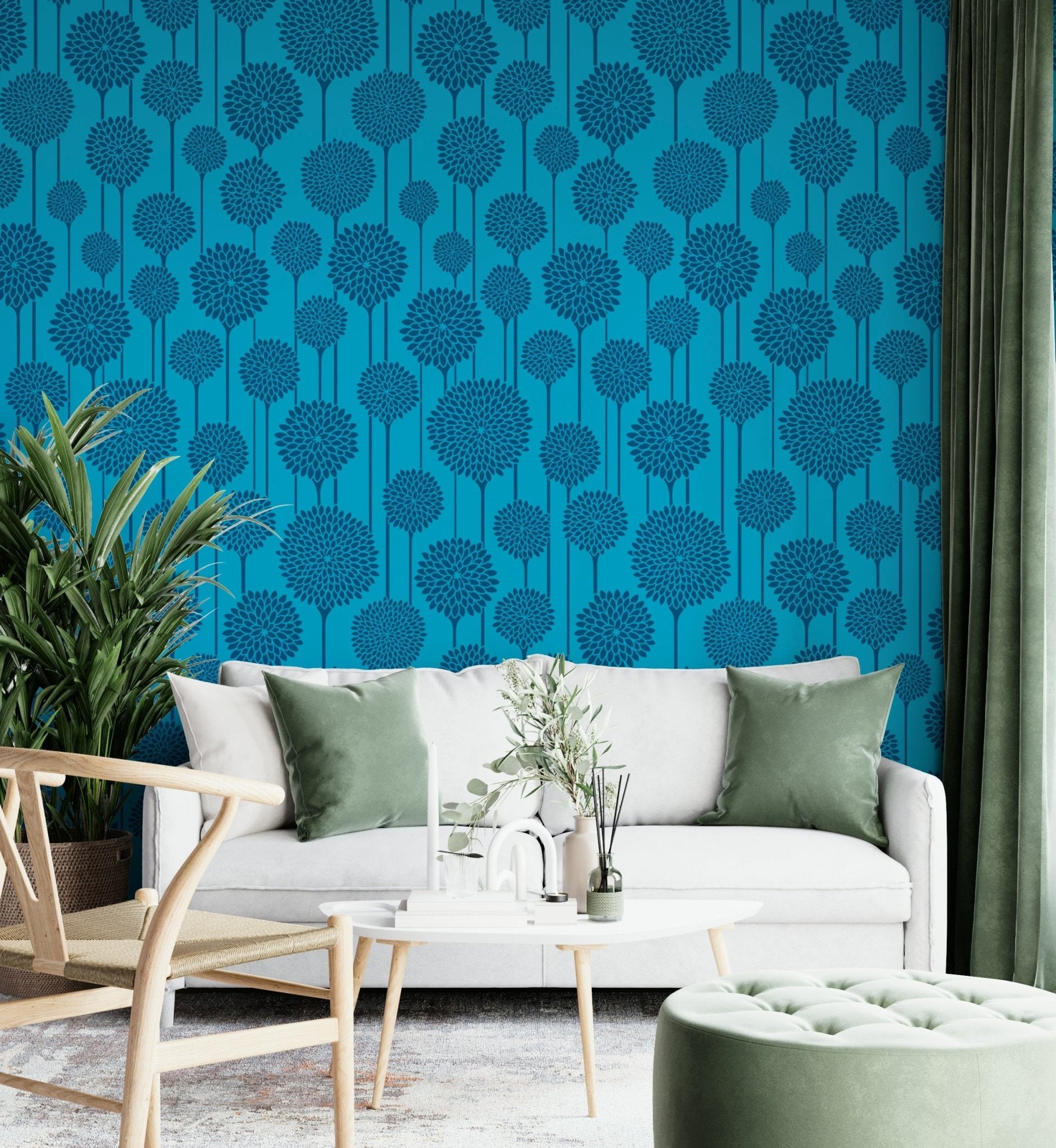 Scandi floral stripe wallpaper for walls

