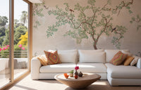 Japanese garden scene with birds wall mural B170