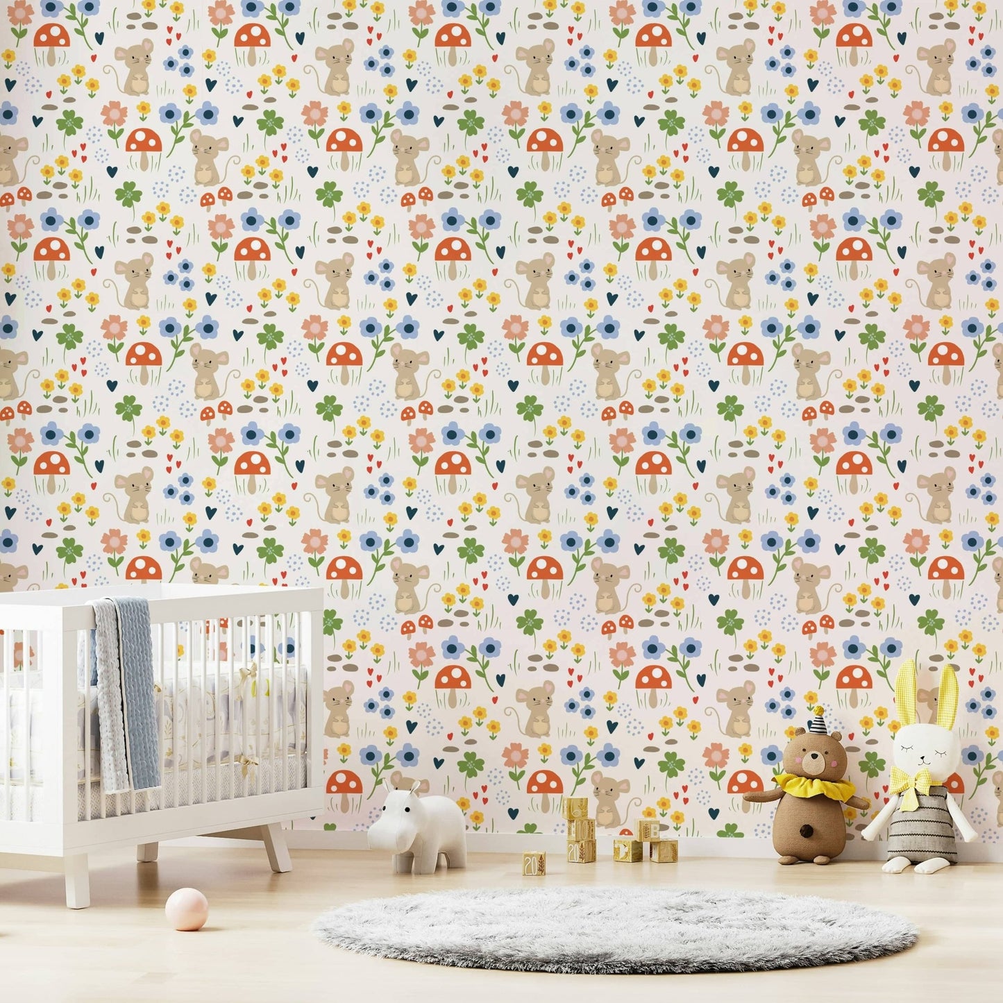 Mouse in garden wall mural

