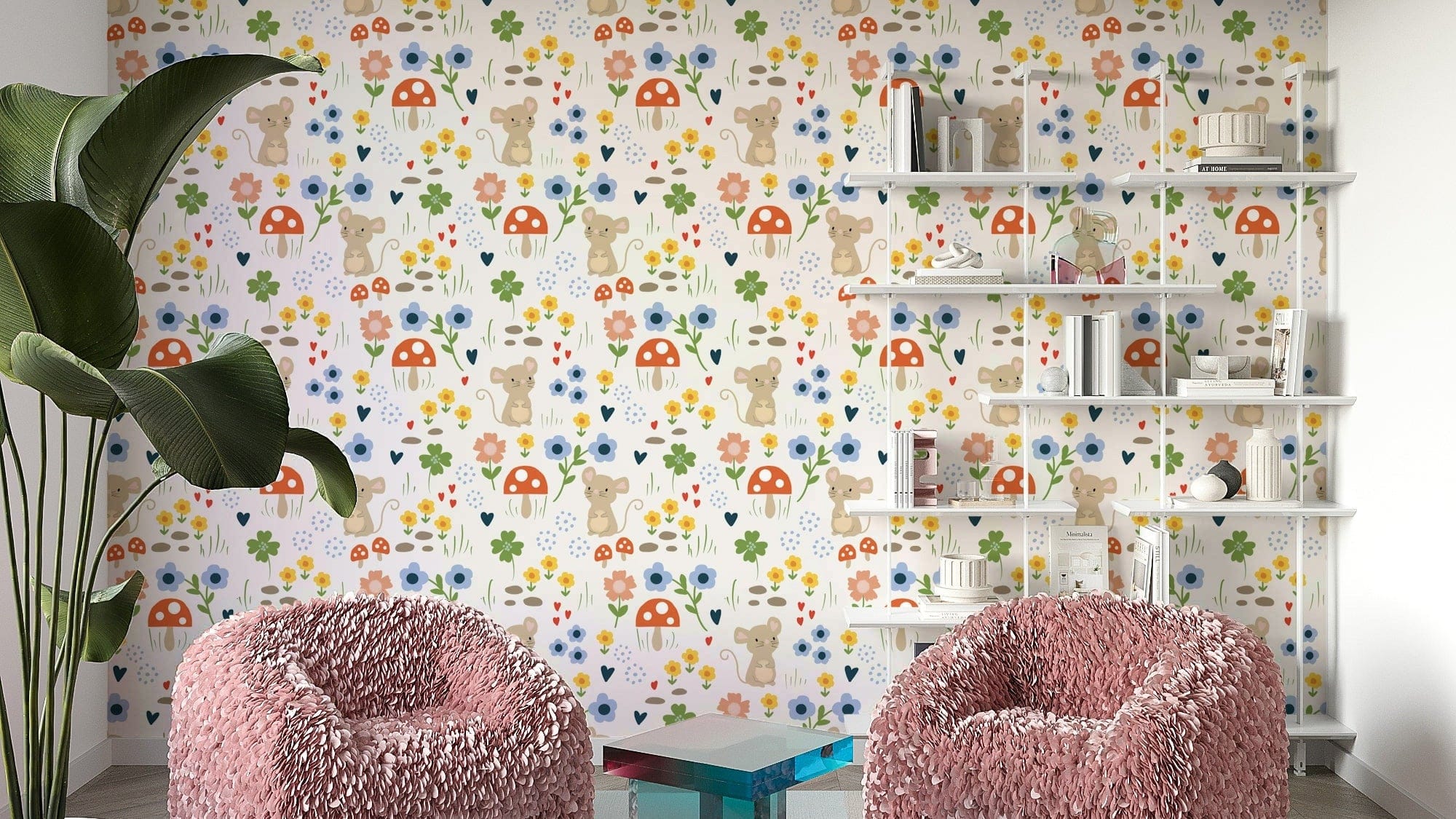 Cartoon mouse with flowers print GD349

