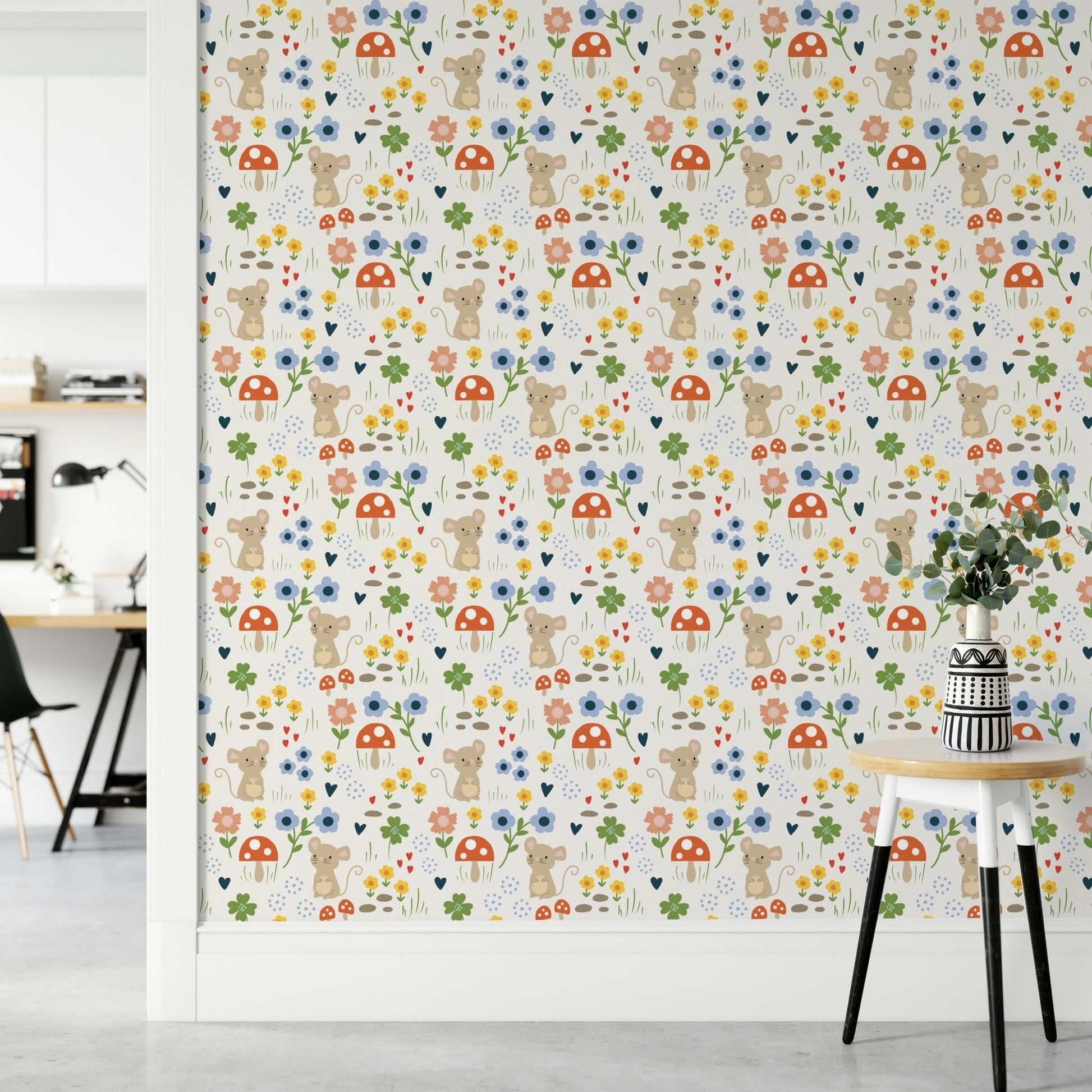 Garden critters wall covering

