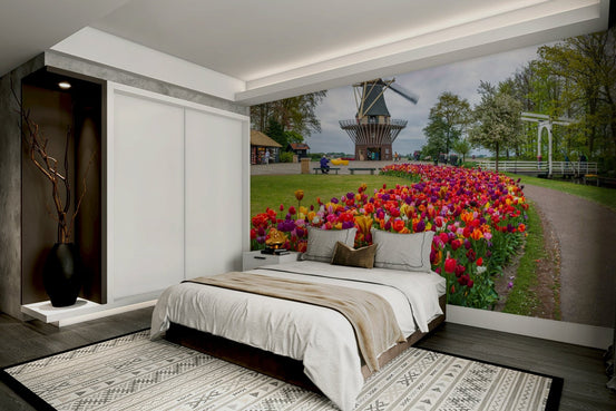 Dreamy garden mural with lush floral details., GD1903