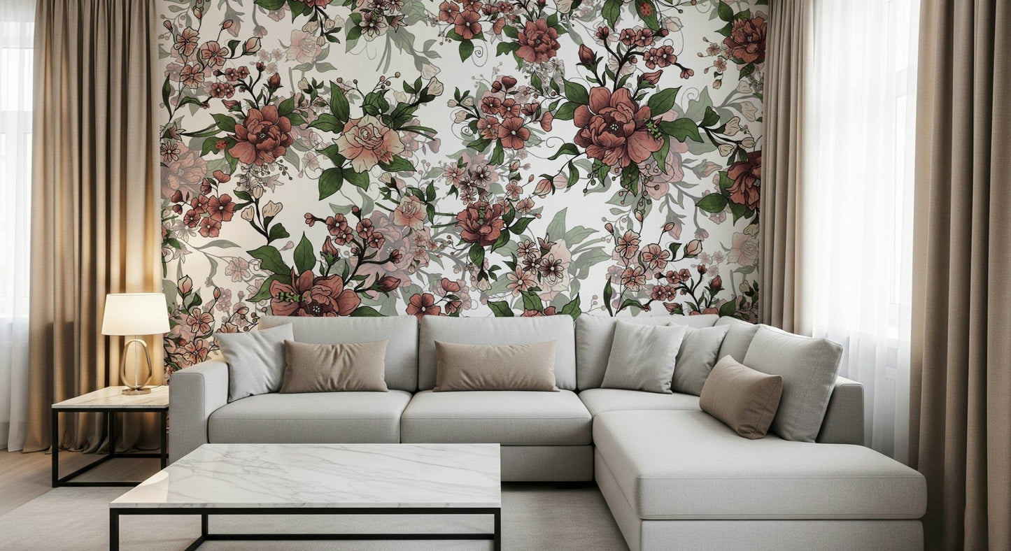 Garden of flowers and beetles Wall Mural