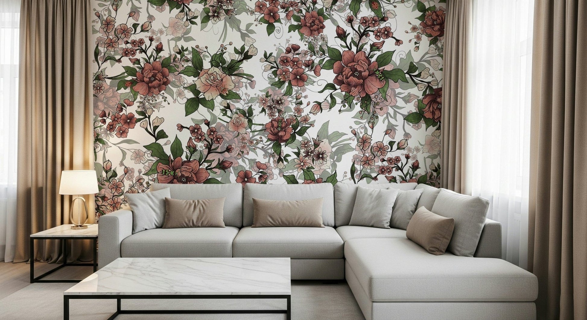 Garden of flowers and beetles Wall Mural