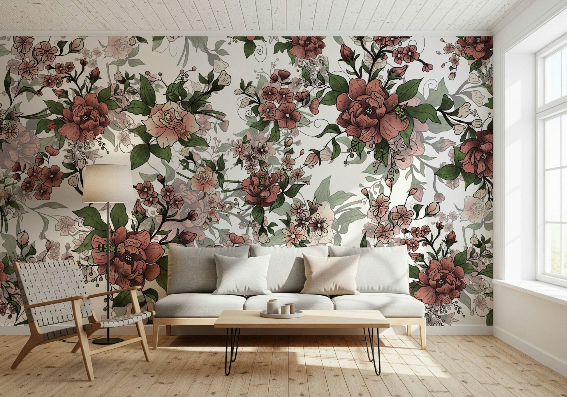 Garden of flowers and beetles Wall Mural