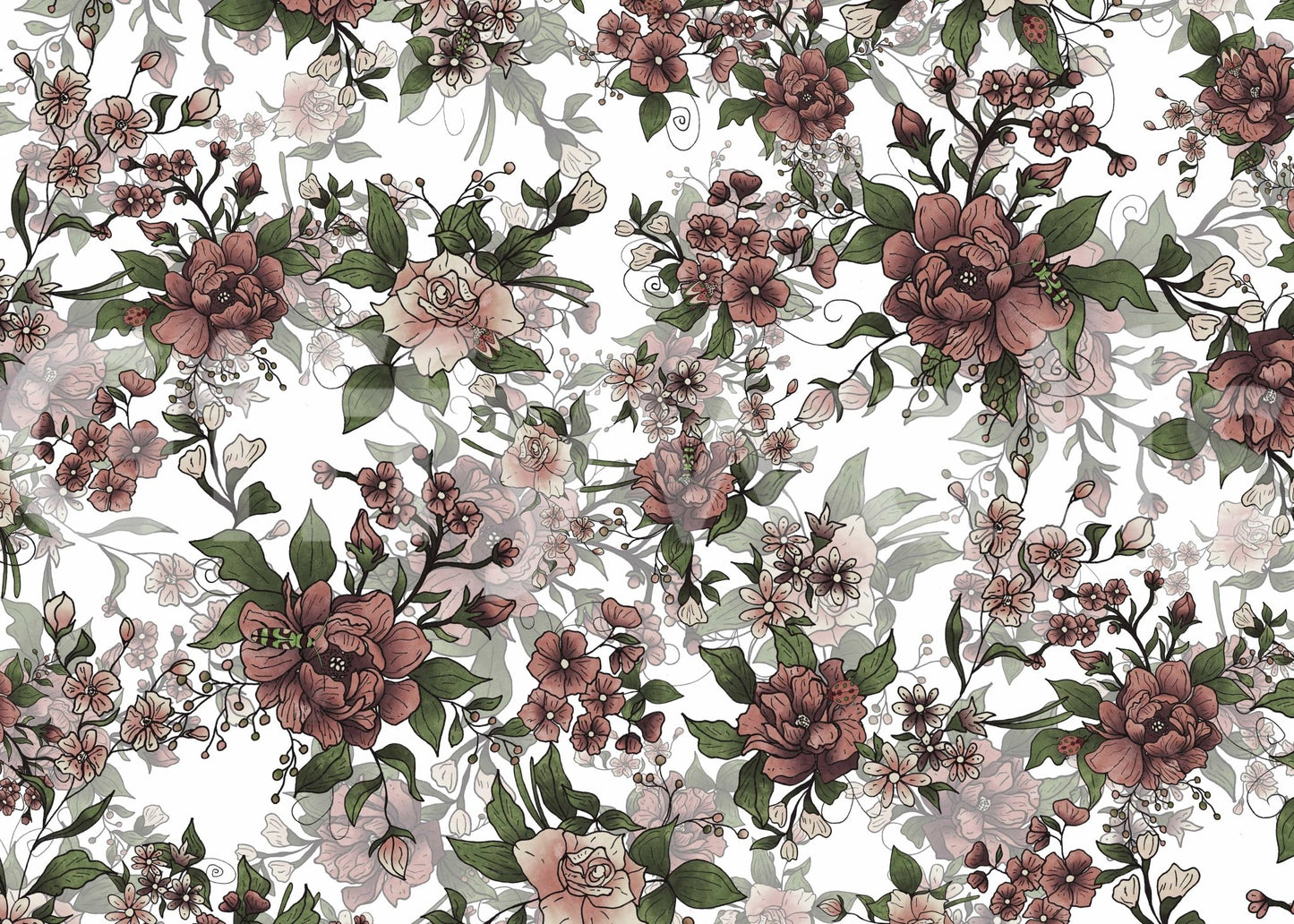 Garden of flowers and beetles Wall Mural