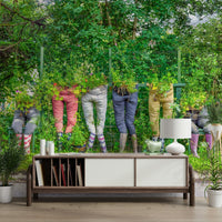 Garden pants wall mural with playful planters

