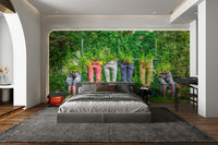 Lighthearted mural with pants and plants

