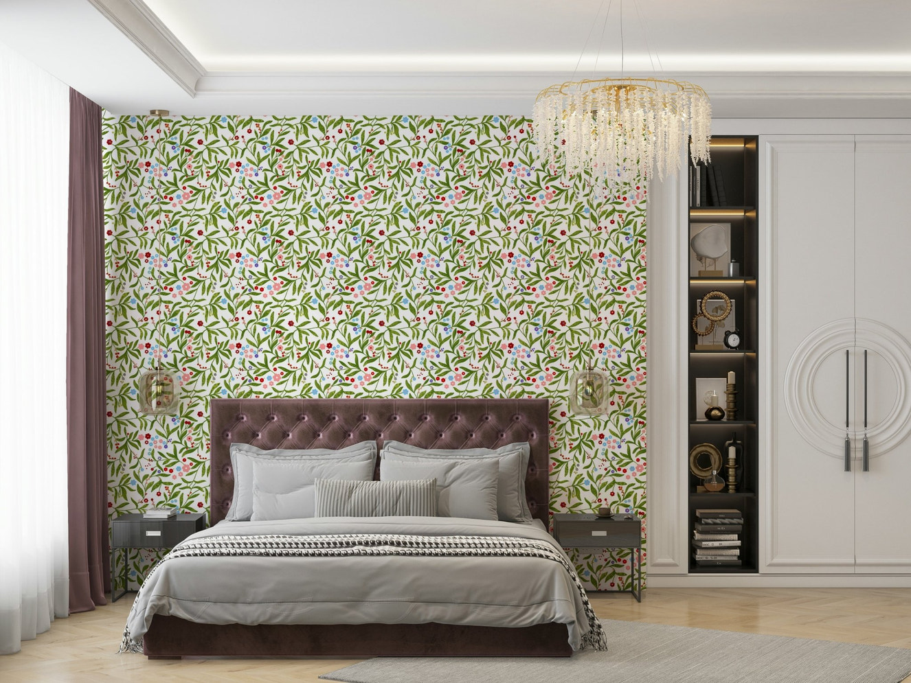 A beautiful garden party floral wallpaper mural.


