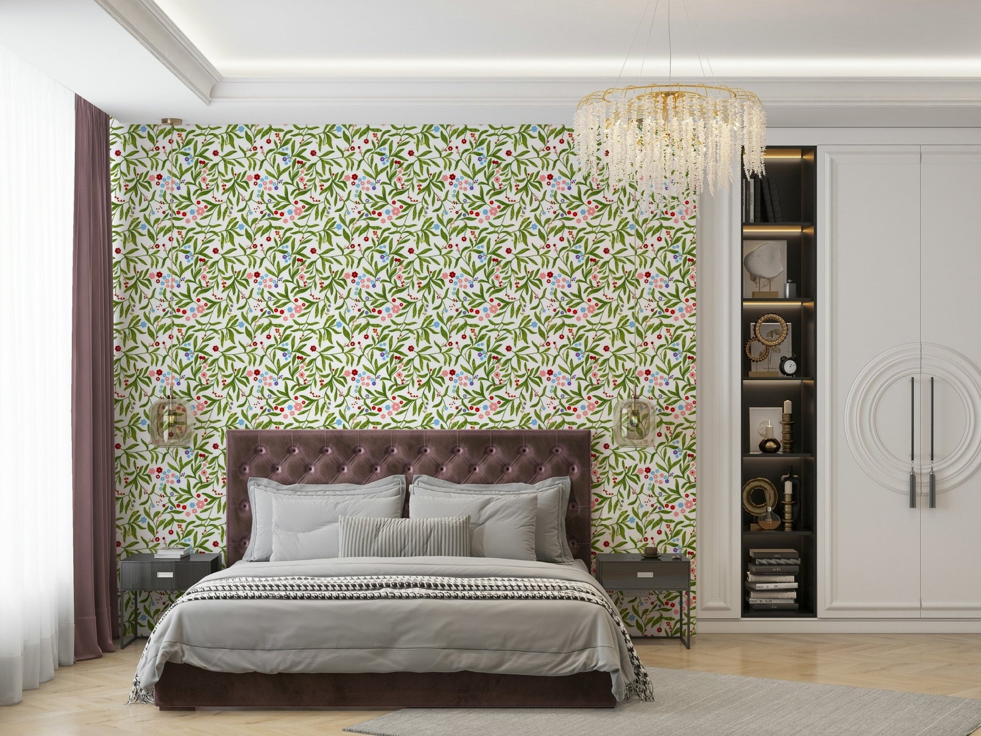 A beautiful garden party floral wallpaper mural., GD4681
