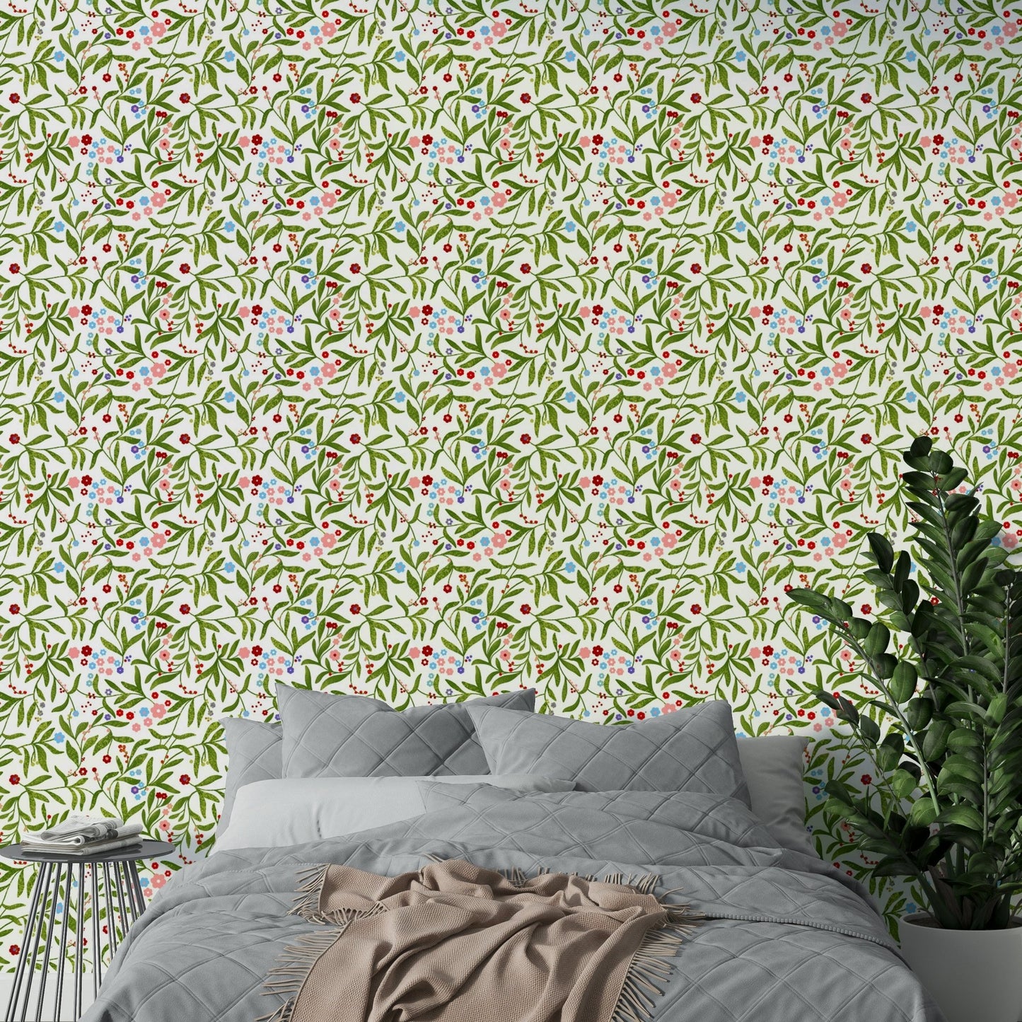 A contemplative garden party wallpaper mural for a feature wall., GD4681