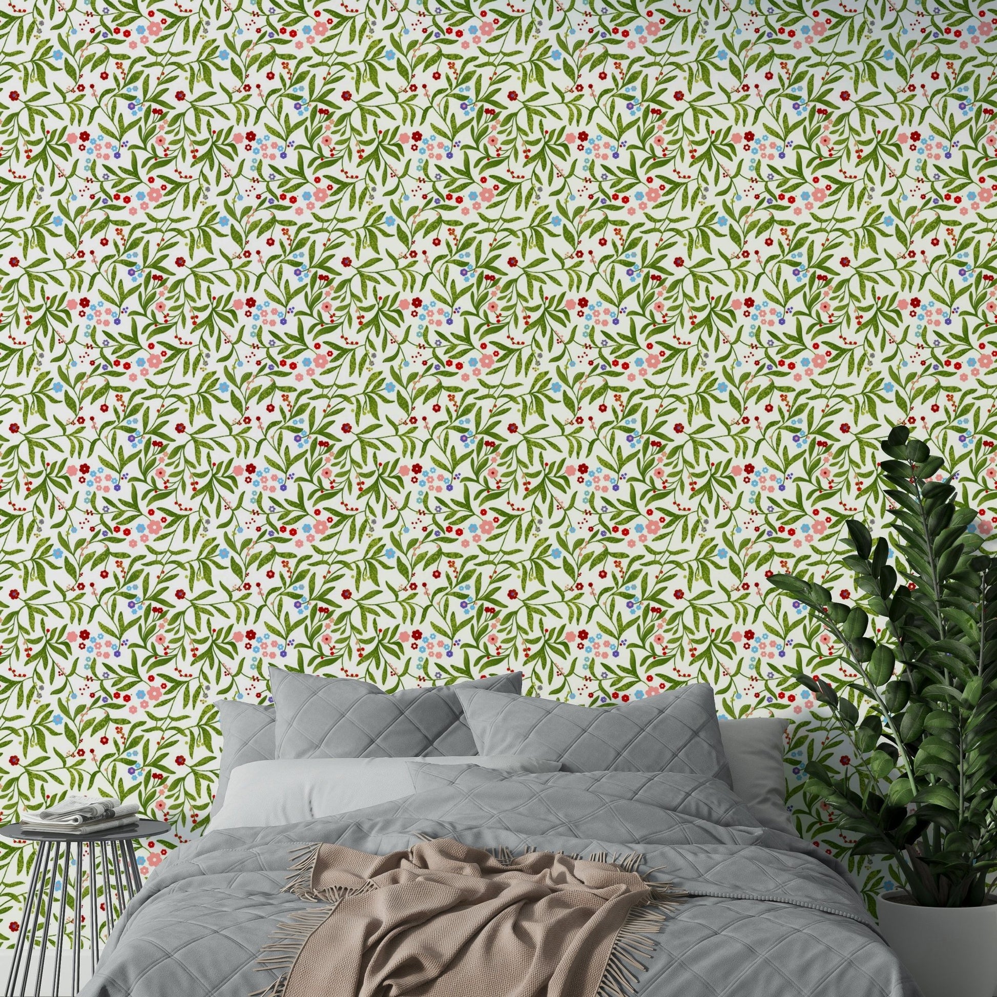 A contemplative garden party wallpaper mural for a feature wall., GD4681