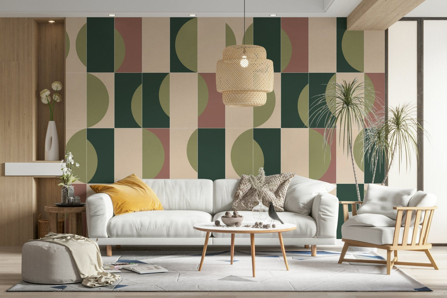 Botanical tile pattern mural wallpaper

