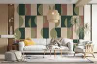 Botanical tile pattern mural wallpaper

