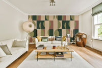 Earthy wall mural with botanical motifs

