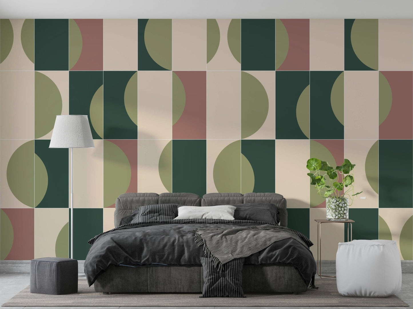 Soft floral grid wallpaper for kitchens


