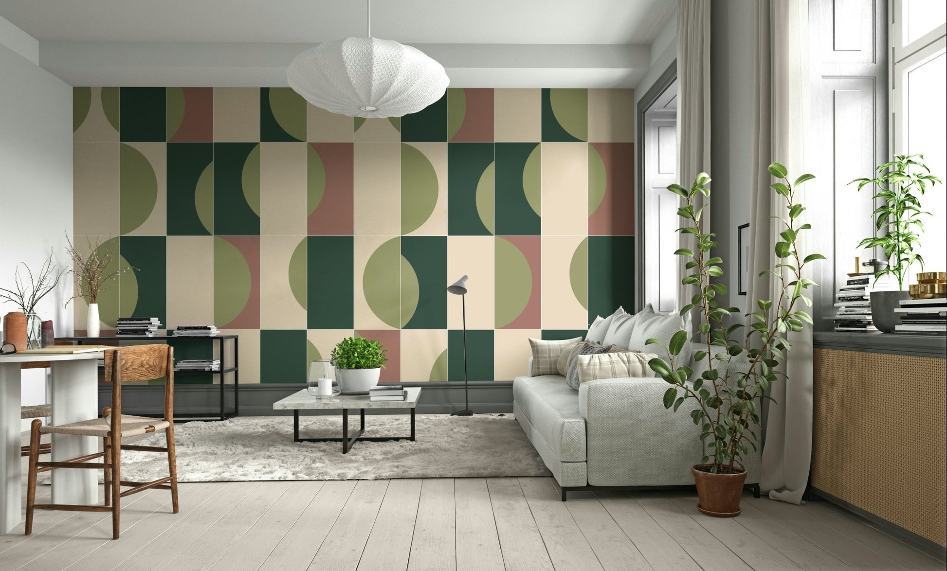 Repeating garden tile wallpaper for walls

