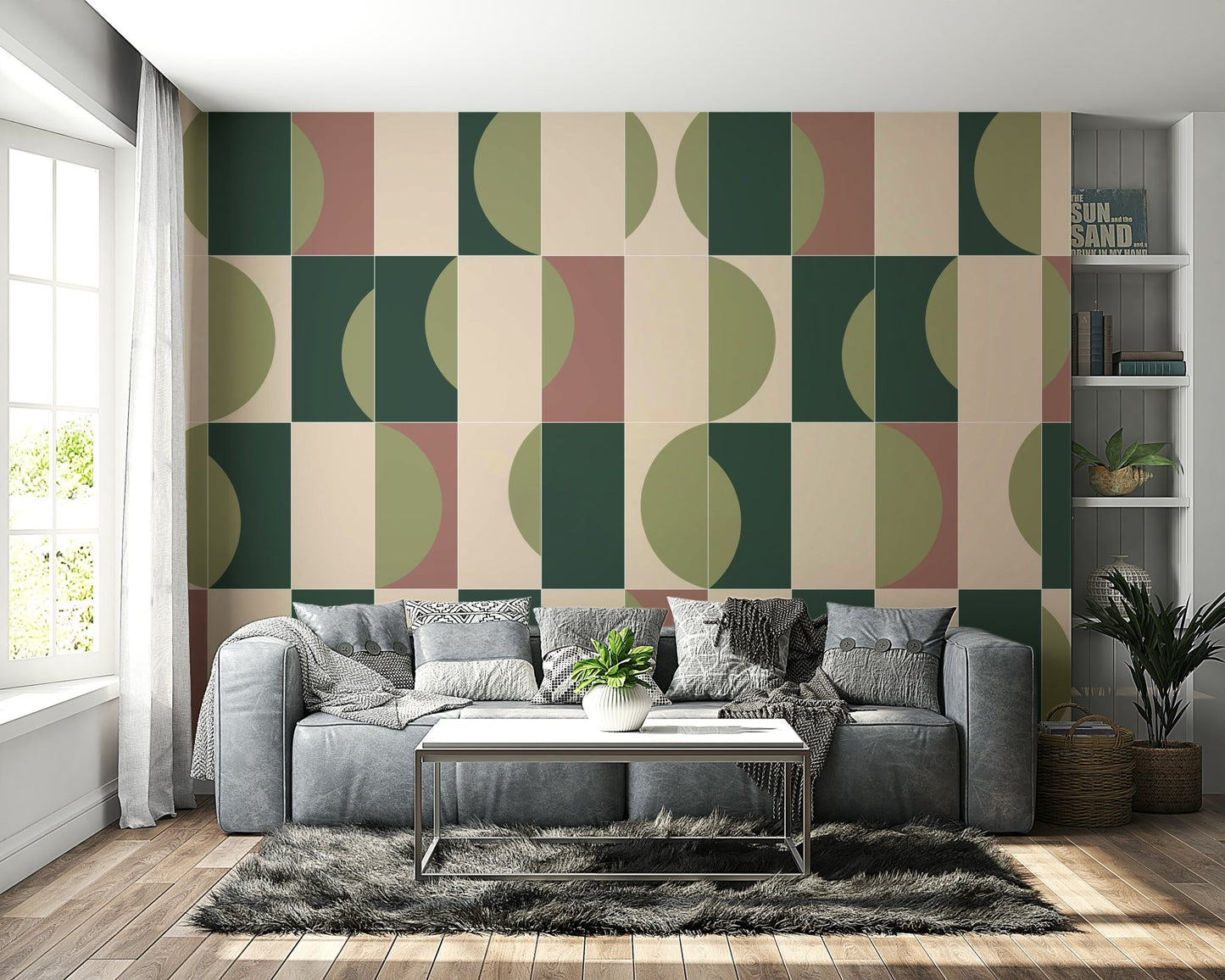 Natural botanical wall mural with structure

