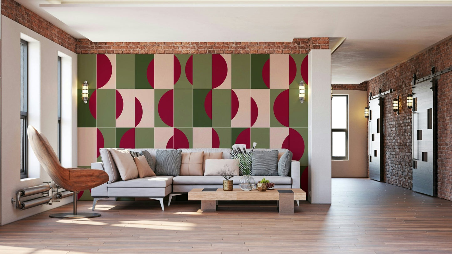 Botanical grid wallpaper with hand-drawn detail

