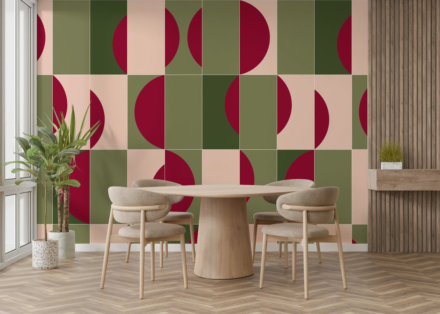Subtle garden tile pattern mural for kitchens


