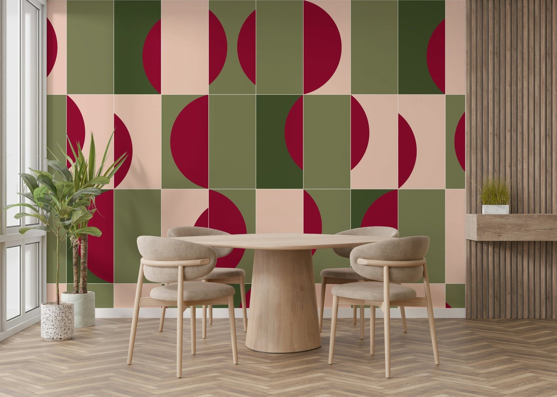 Subtle garden tile pattern mural for kitchens

