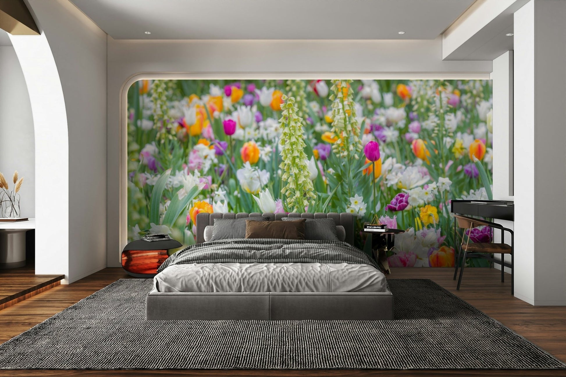 Wall mural with soft leaf patterns, GD2447