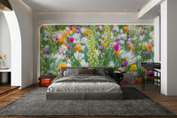 Wall mural with soft leaf patterns, GD2447