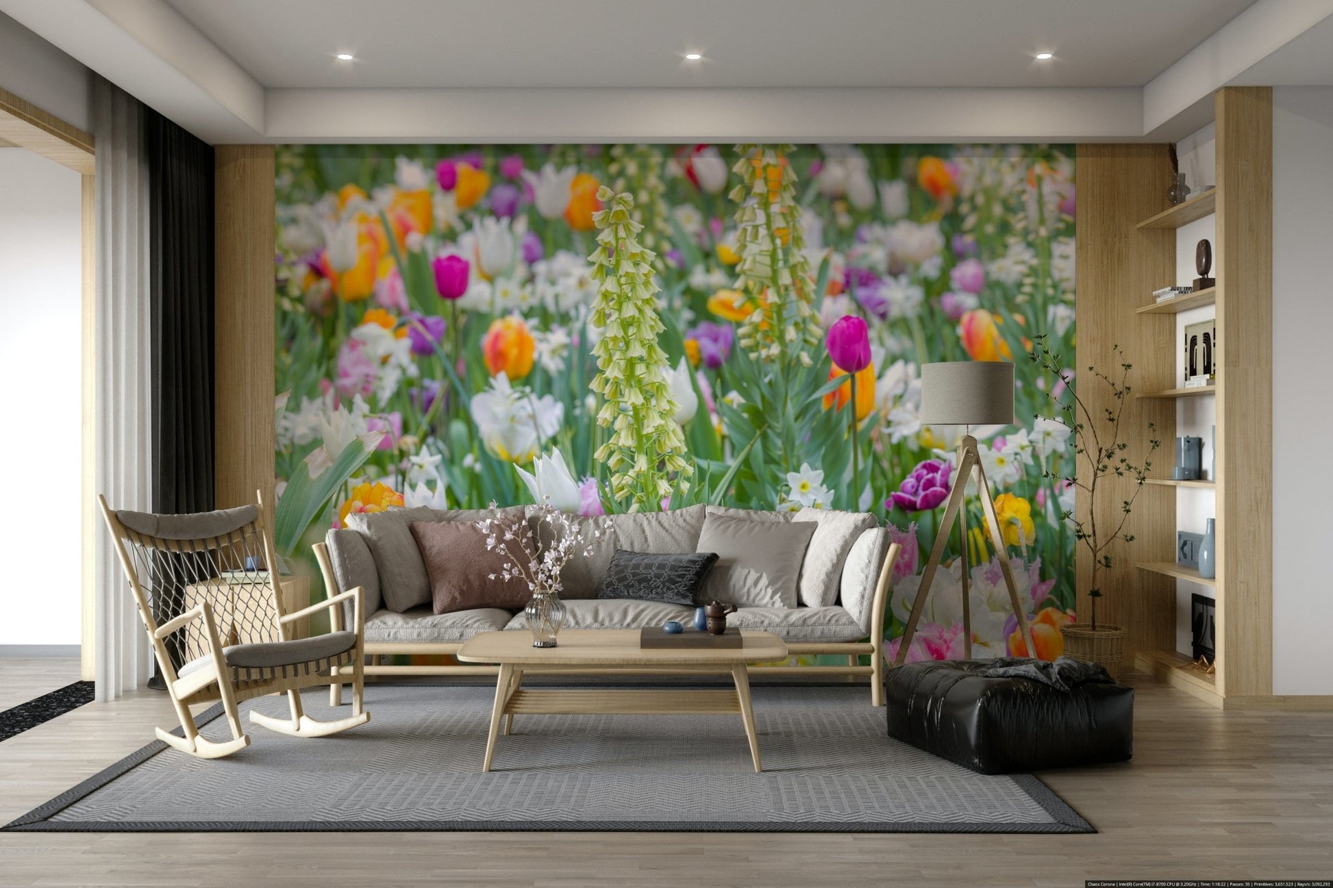 Garden variety wallpaper for living room, GD2447