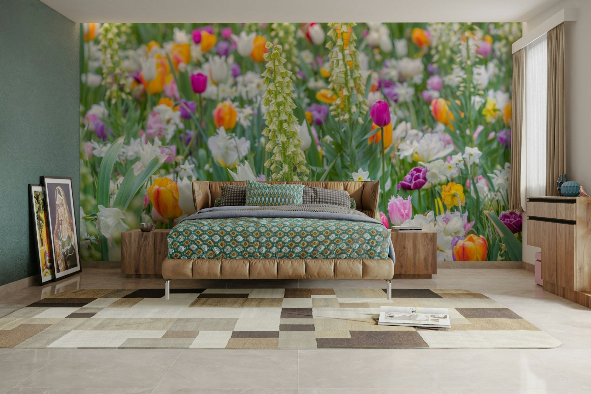 Subtle floral mural for bedroom walls, GD2447
