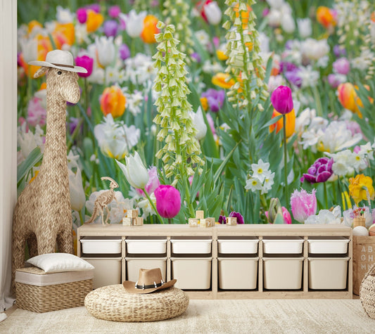 Botanical wall mural with wildflowers, GD2447